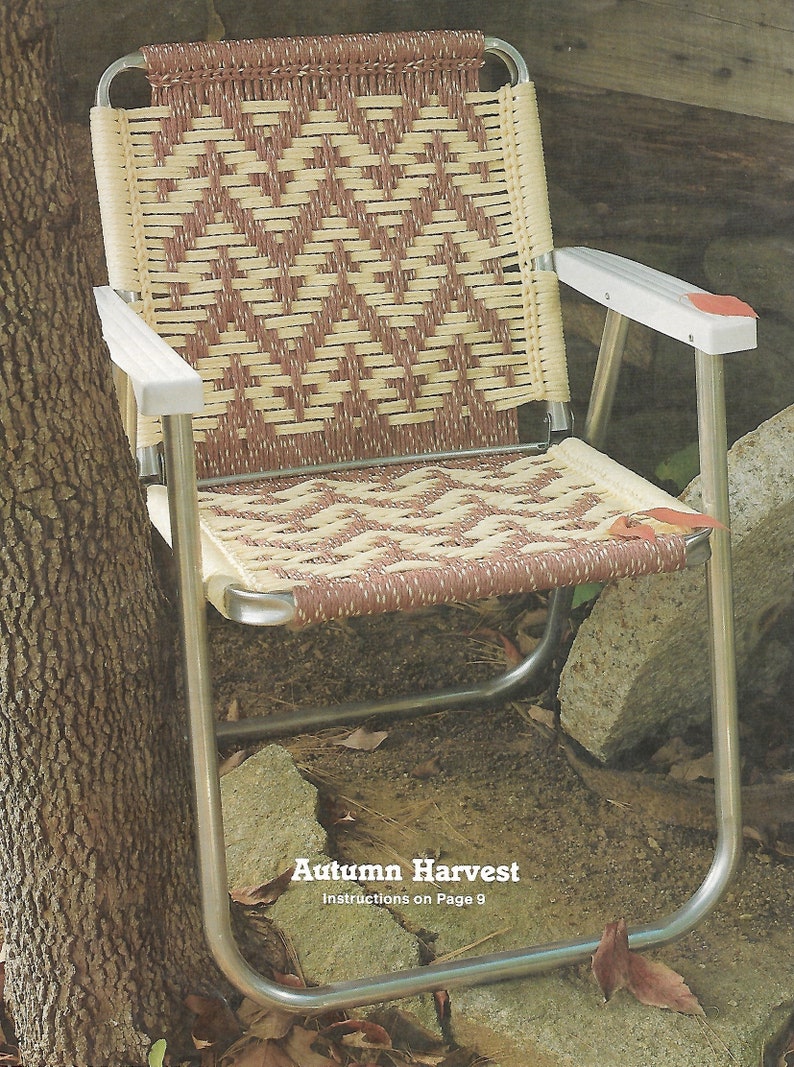 Autumn Harvest Macramé Chair 1970s Macrame Patio Lawn Chair Etsy