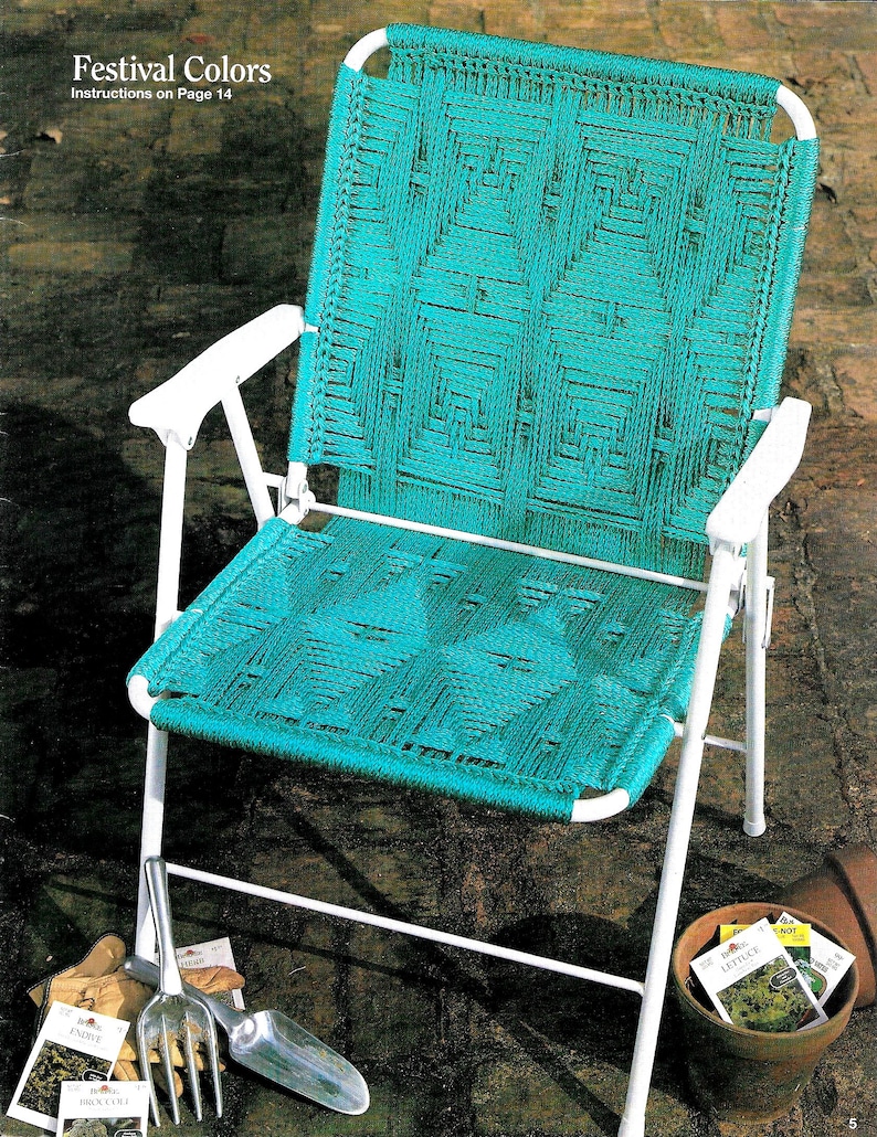 Macrame Chairs Vintage Macrame Patio Lawn Chair Folding Deck Etsy