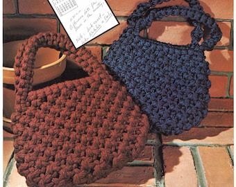 Emily + Natalie • 1970s Macrame Bags Design Handbag Designs Purse Patterns • Bag How To Instruction Pattern Book 70s Vintage  • Retro PDF