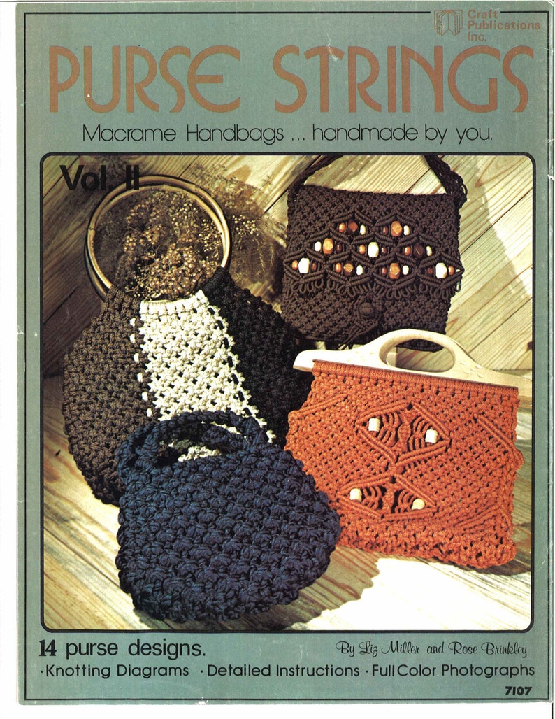 Purse Strings 1970s Macrame Bags Design Handbag Designs Etsy