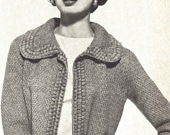 Easter Cardigan • 1960s Knitting Sweater Coat Jacket Pattern • Vintage Knit •  1961 Woman's Digital PDF