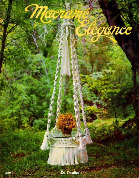 Macramé Elegance 1970s Vintage Macrame Pattern PDF Ebook Beginner Easy  Macrame Pattern Book 70s Pot Plant Hanger Owl Owls Hanging Table 