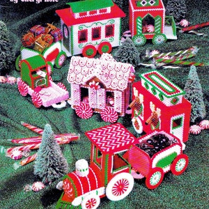 Christmas Plastic Canvas Pattern Book PDF Download • Santa's Express Boy's Toy Plastic Canvas Pattern • Xmas Train Car Caboose Gift Engine