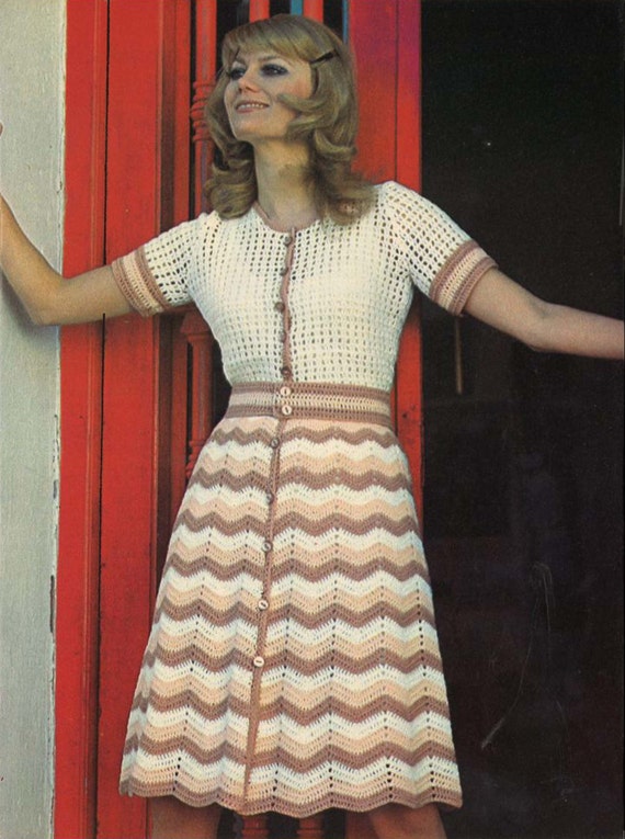 Sand Waves  1970s Crochet Chevron Beach Dress Patterns  Vintage 70s  Pattern  1972 Retro PDF - Etsy