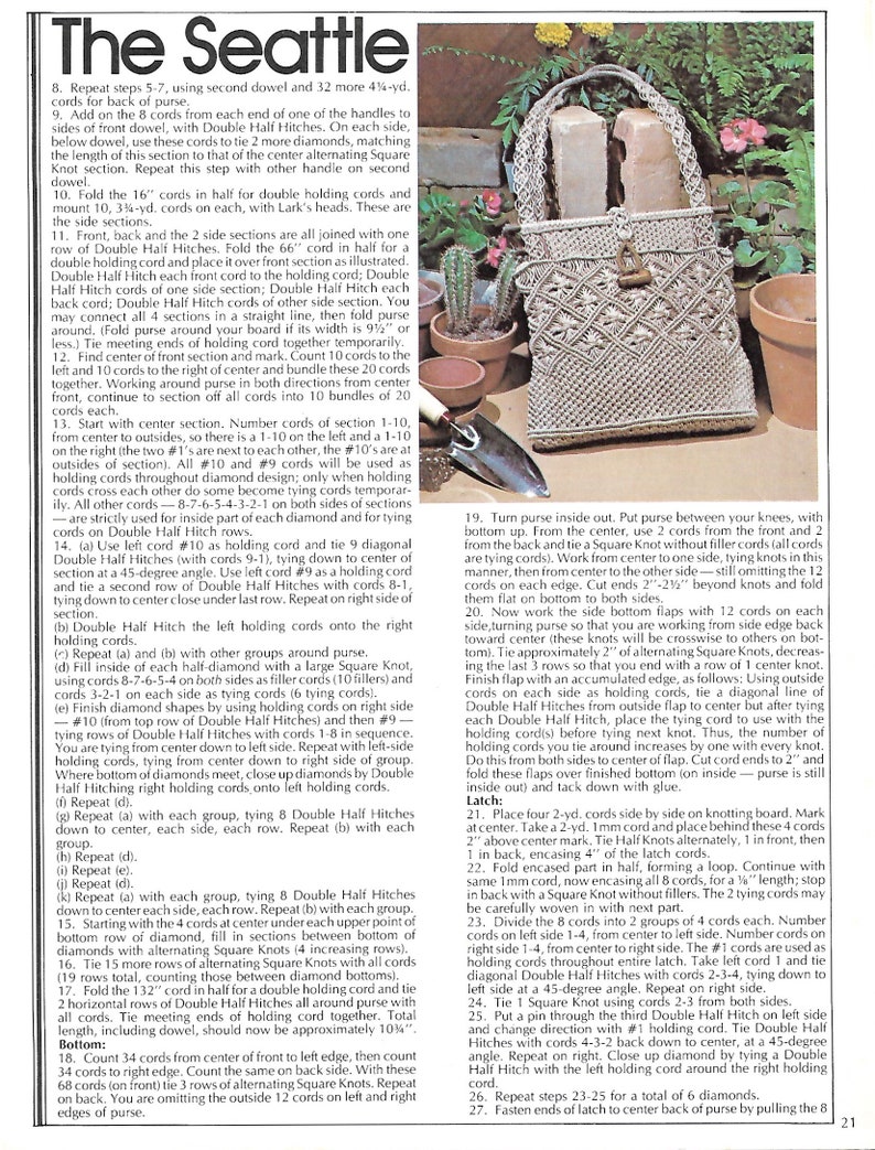 Vintage Macramé Designs Patterns Book Designer Bags Purses