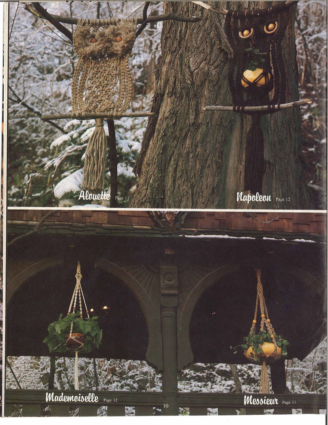 Alouette Macrame 1970s Beaded Plant Pot Hanger Owls Owl Wall Hanging