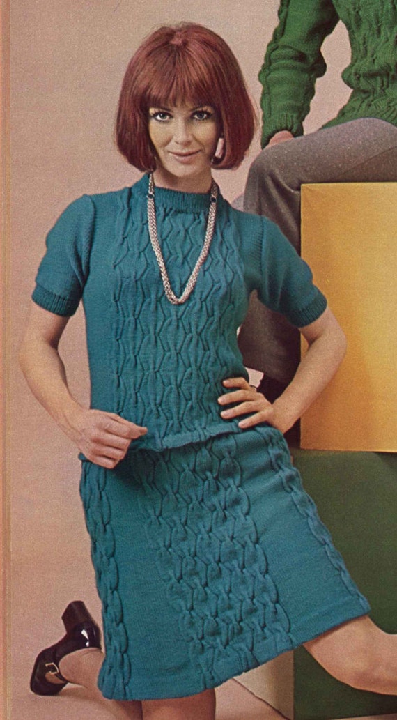 Blue Green Buckle • 1960s Sweater Dress Coat Patterns • 60s