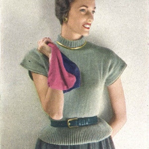 Ruth Sweater • 1940s Knitting Knit Top Ballerina Ballet Blouse Shirt • 40s Vogue Vintage Pattern • Retro Women's Digital PDF