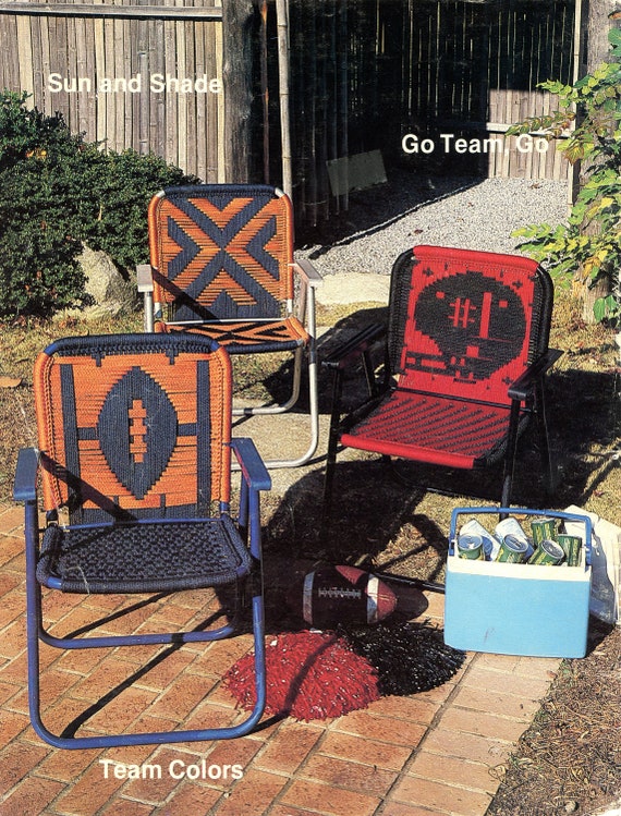 Macrame Furniture 1970s Macrame Patio Lawn Deck Chair Sports Etsy