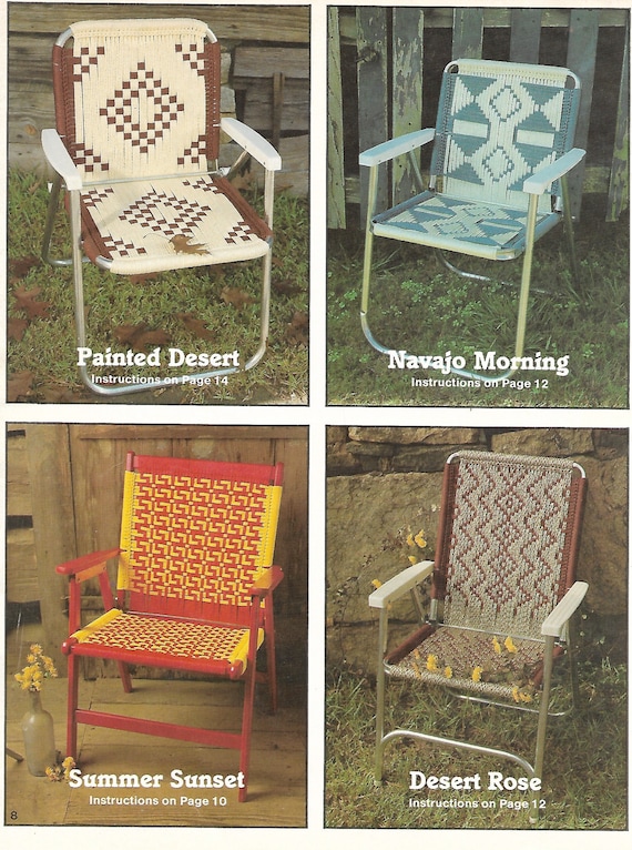 Macrame Chairs 1980s Macrame Patio Lawn Chair Folding Deck 