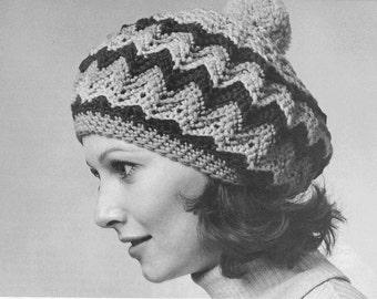 Vintage Crochet Pattern Eight Womens Hats Retro '70s and One to