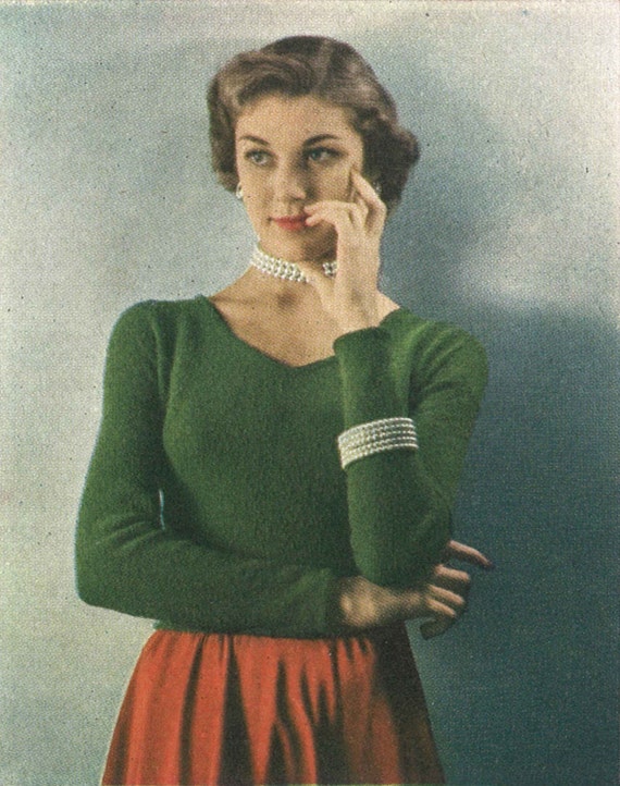 Bettie Sweater • 1940s Knitting Knit Top Ballerina Ballet Blouse Shirt •  40s Vogue Vintage Pattern • Retro Women's Digital PDF