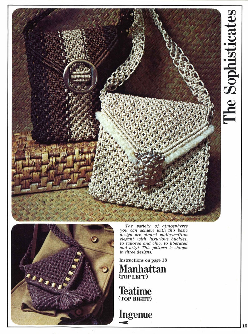 Purse Strings 1970s Macrame Bags Design Handbag Designs Etsy