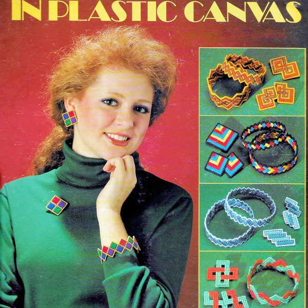 Vintage Plastic Canvas Pattern Book PDF • Plastic Canvas Jewelry Pattern • Plastic Canvas Necklace Pattern Earrings ZigZag Bracelet Brooch