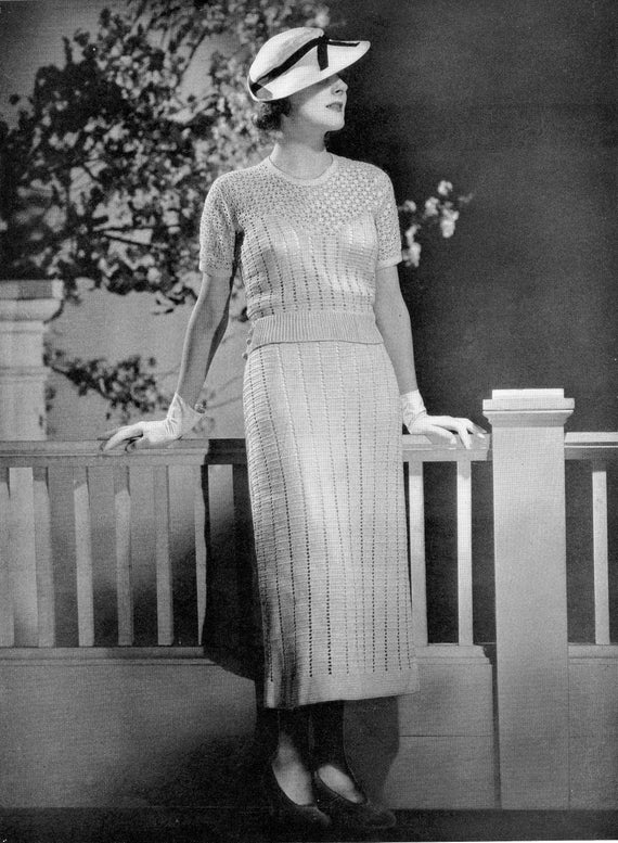 Debonaire Dress 1930s Paris Crochet Day Skirt Sweater Top | Etsy