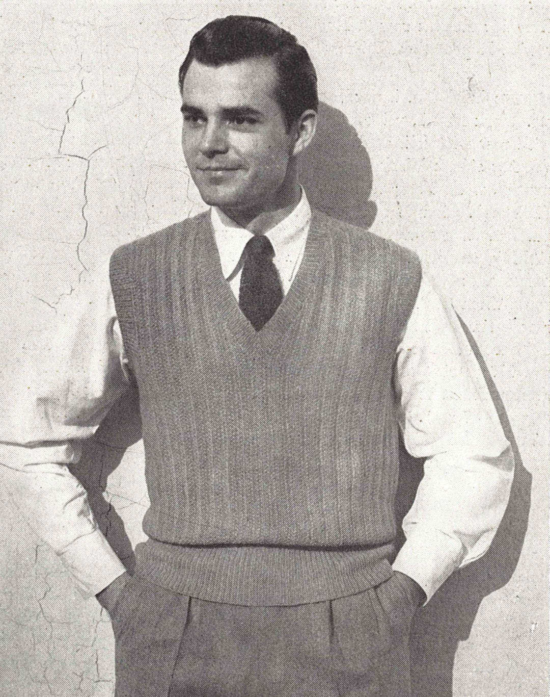 Ribbed Vest • 1940s Knitting Knit Sweater Sweatervest Pullover