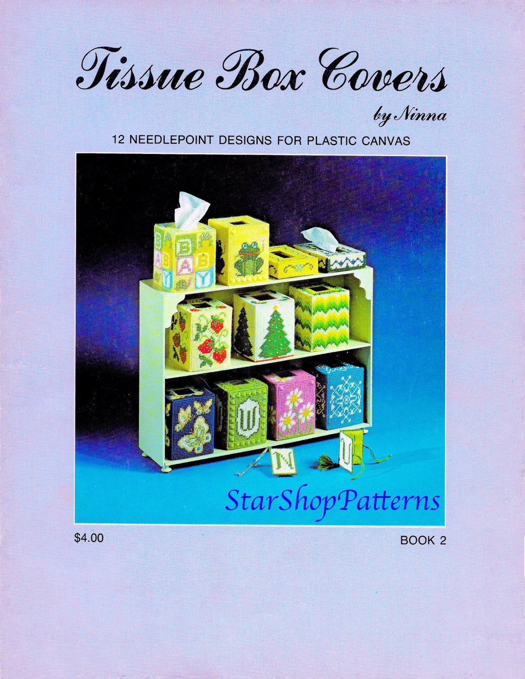 Vintage Plastic Canvas Tissue Box Cover Pattern Book PDF • Christmas ...