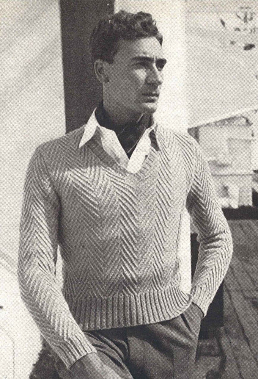 Colin Sweater • 1950s Knitting Herringbone Man Man's Jumper