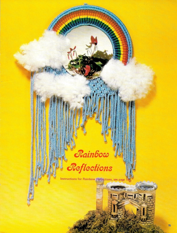 Macrame Rainbow Reflections • 1970s Clouds Macrame Mirror Book • Boho Macrame Pattern Booklet • 70s Vintage Macrame Pride Gay • Download PDF