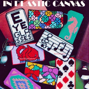 Libro de patrones de lona de plástico vintage en PDF • Patrones de estuches de gafas de lona de plástico • Patrones de manualidades fáciles y rápidos • Botón de dinosaurio musical