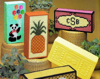 Vintage Plastic Canvas Pattern Book PDF • Doorstop Bookend Plastic Canvas Pattern • Easy Kids' Craft Pattern • Duck Panda Flower Alphabet