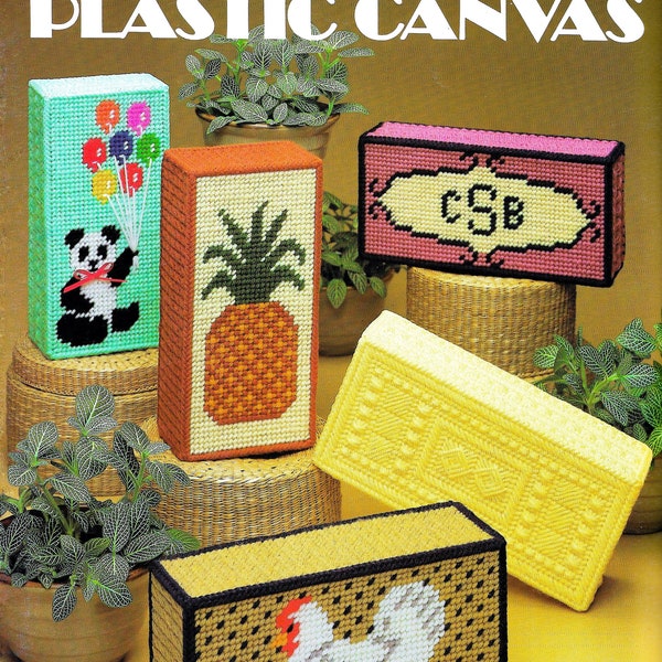 Vintage Plastic Canvas Pattern Book PDF • Doorstop Bookend Plastic Canvas Pattern • Easy Kids' Craft Pattern • Duck Panda Flower Alphabet