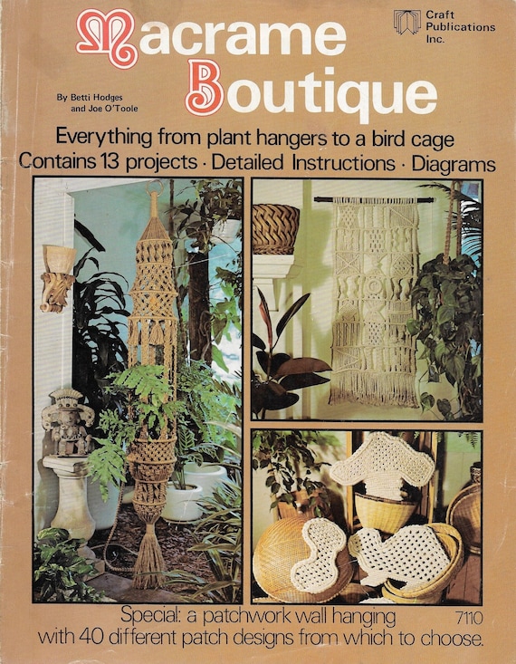 Macramé Boutique 1970s Macrame Plant Pot Hanger Room Divider Wall Hanging  Instruction Pattern Book 70s Vintage Books Retro PDF 