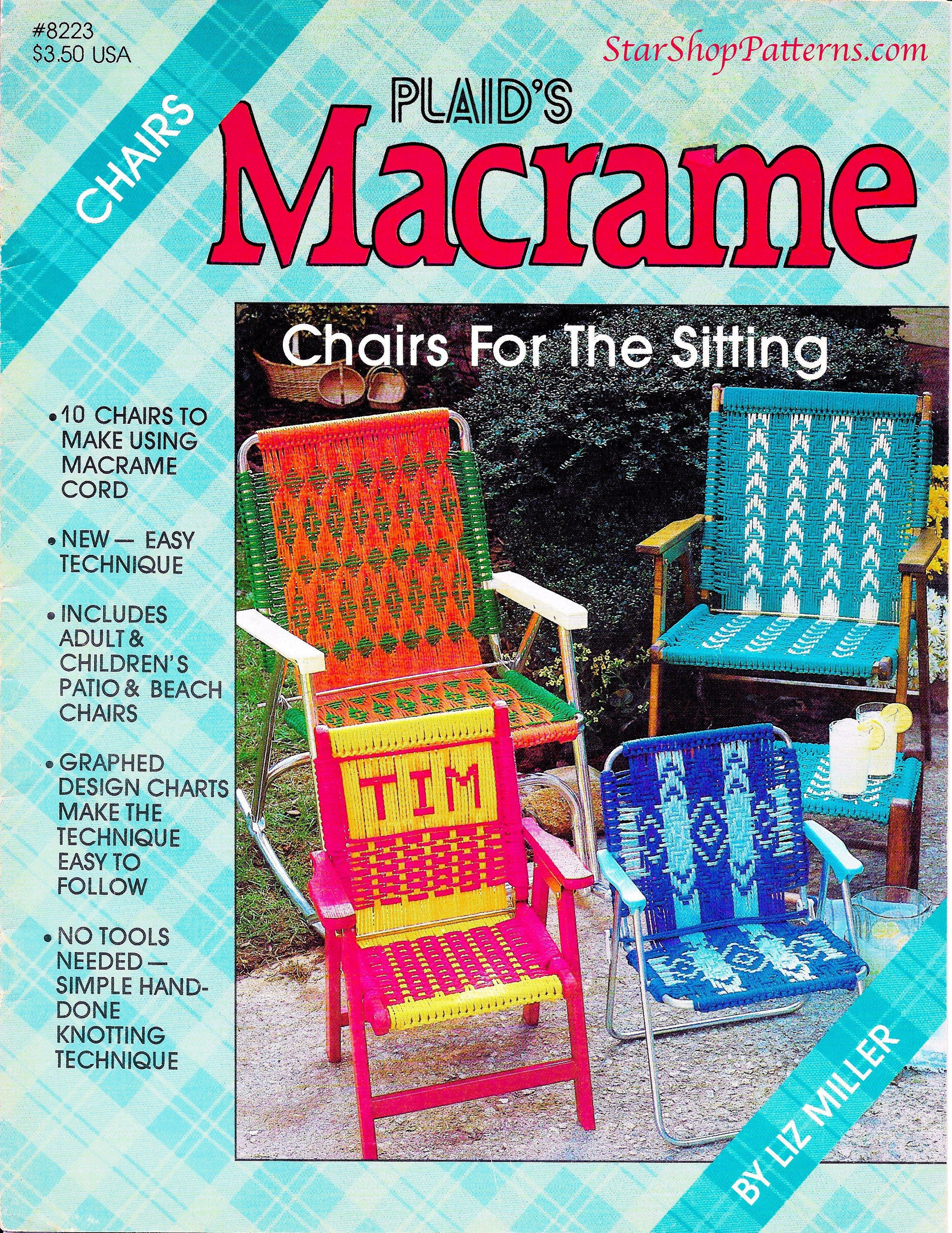 Macrame Chairs • 1980s Macrame Patio Lawn Chair Folding Deck Furniture Sports Ottoman • Pattern Book Booklet • 70s Vintage Books • Retro PDF