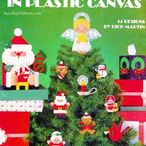 Vintage Plastic Canvas Pattern Book PDF Download • Christmas Ornament Plastic Canvas Pattern Xmas Tissue Box Cover Santa Tree Angel Snowman