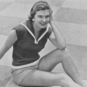 Sailor Girl • 1950s Nautical Knitting V-Neck Top Jumper Knitted Sweater • 50s Vintage Pattern • Retro Knitwear Women&#39;s Knit Digital PDF