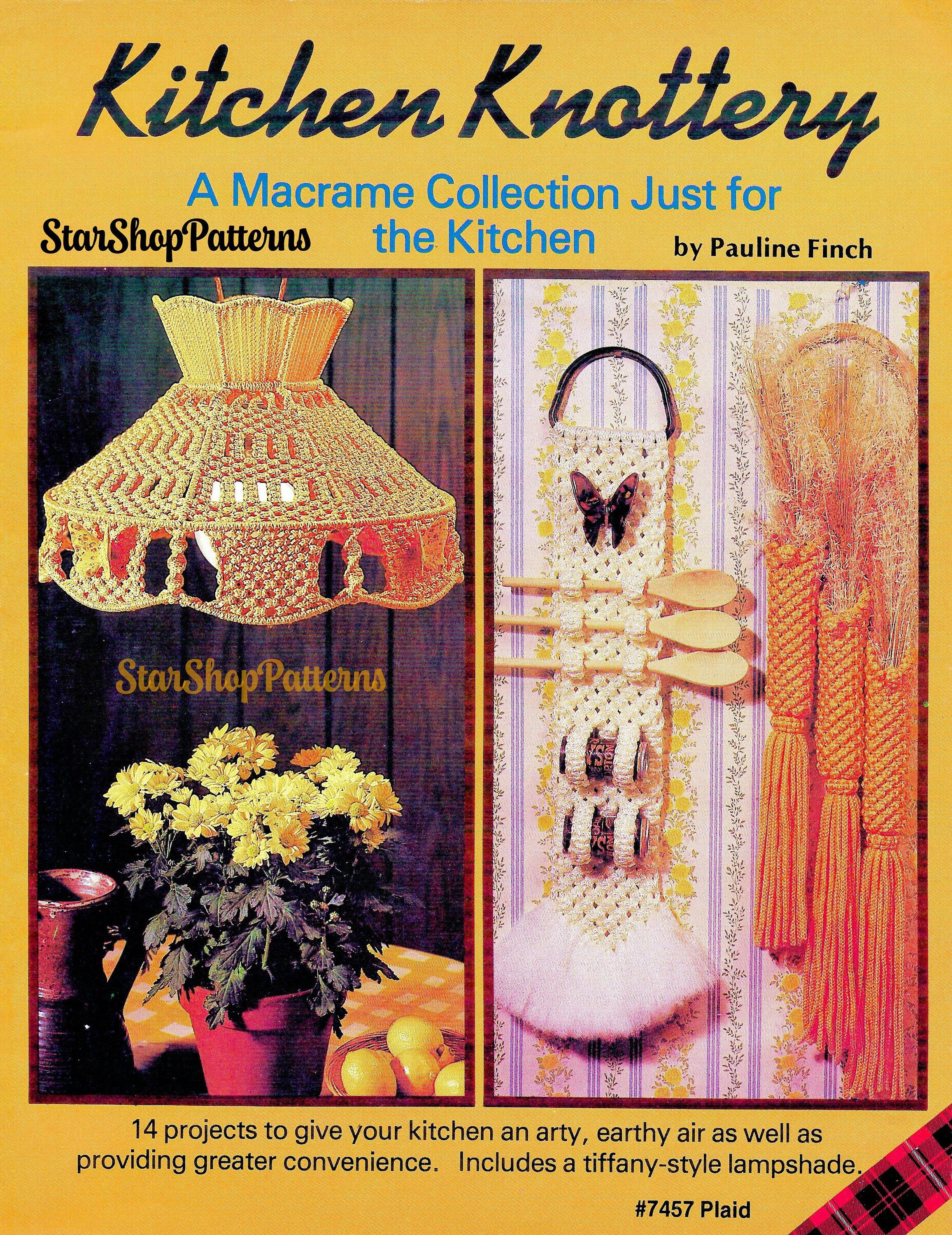 Vintage Macrame Pattern Book PDF • Macrame Kitchen, Lamp, Towel Holder ...