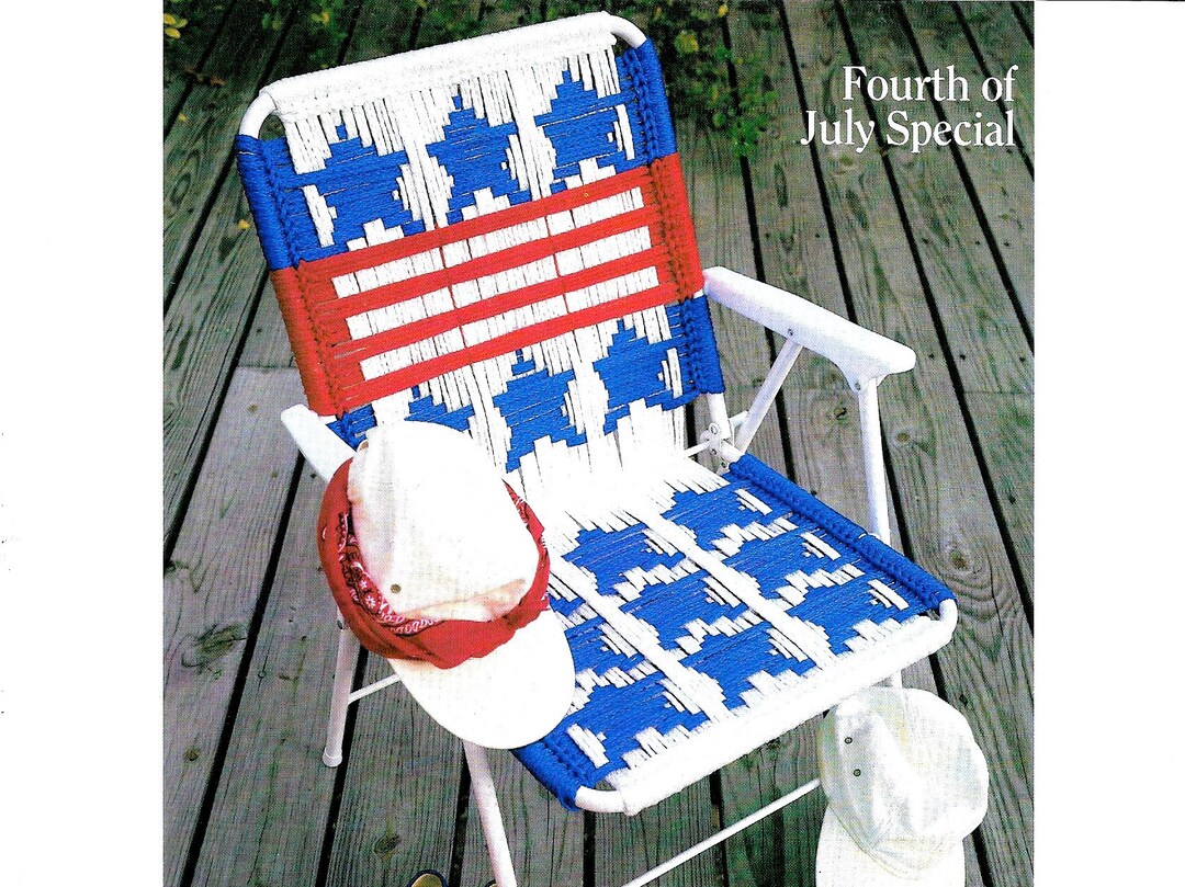 USA Macrame Chair Vintage Macrame Patio America Lawn Chair Deck