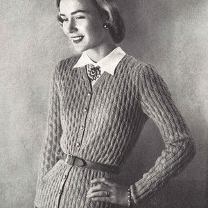 Joyce Cardigan • 1940s Knitting Knit Top Sweater Jumper • 40s Vogue Vintage Pattern • Retro Women&#39;s Knit Digital PDF