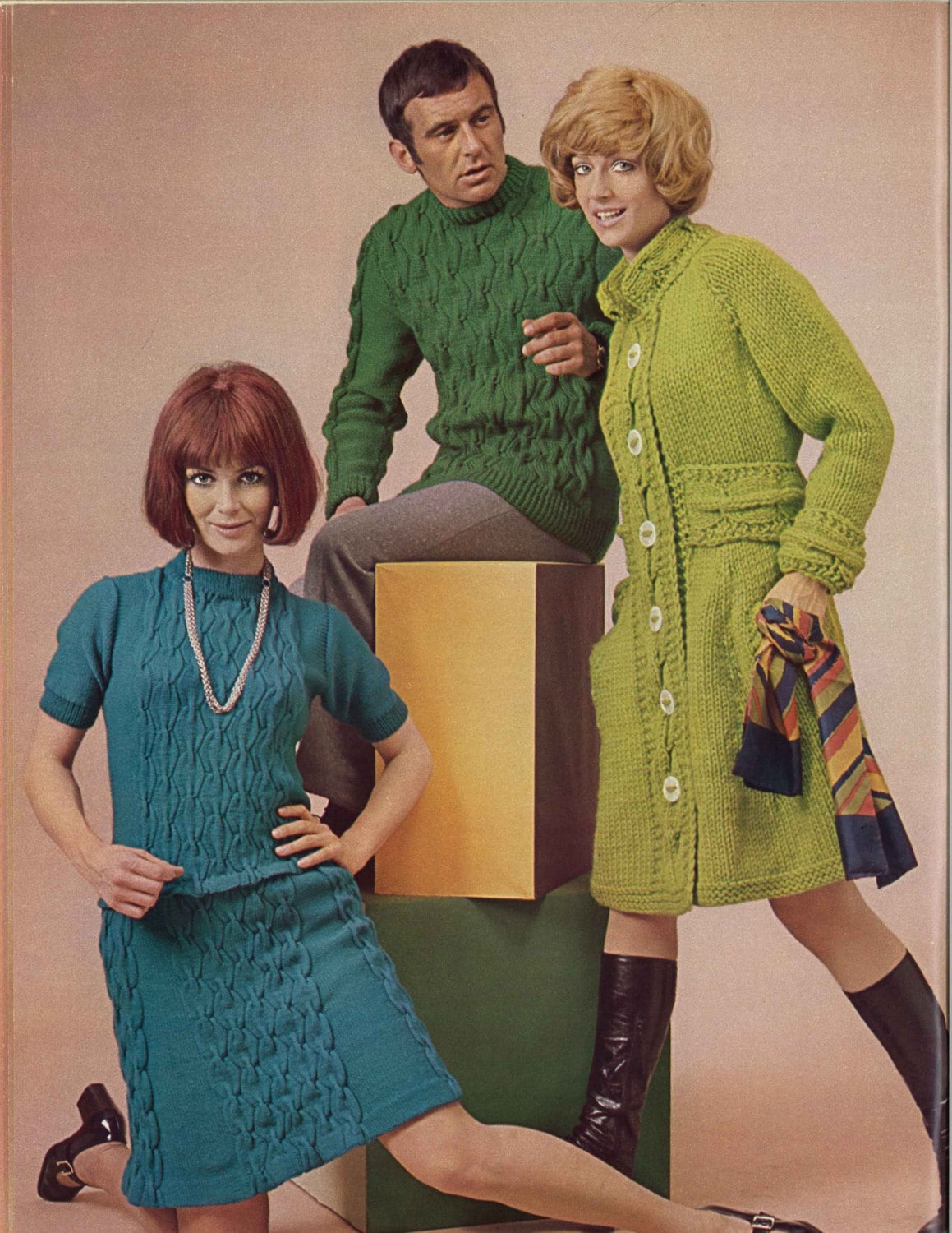 Blue Green Buckle 1960s Sweater Dress Coat Patterns 60s Vintage Men s Women s Knitting Pattern Retro Knit PDF Etsy
