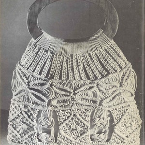 Guadalajara Tasche • 1970er Makramee Muster • Weiße Geldbörse Handtasche • Anleitung Anleitung • Boho Hippie Burning Man Festival • 70s Vintage PDF