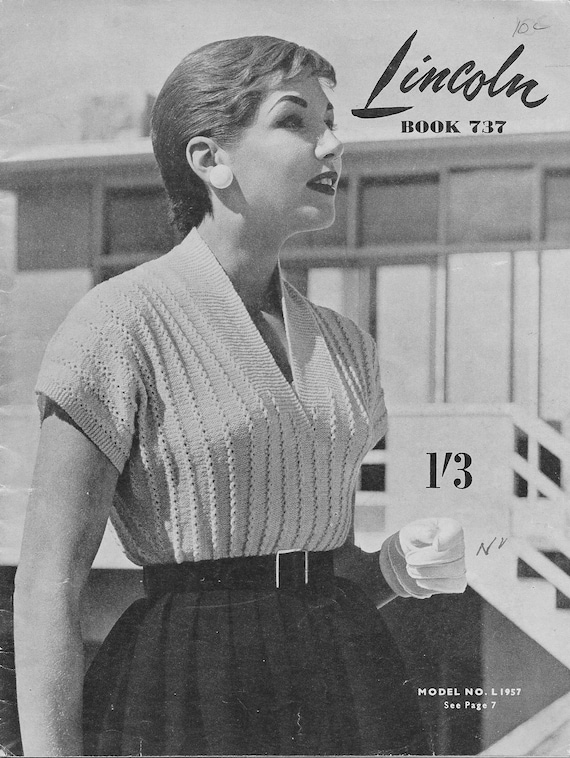 Feather Rib Sweater • 1950s Knitting V-neck Top Jumper Knitted Blouse • 50s  Vintage Pattern • Retro Knitwear Women's Knit Digital PDF - Etsy