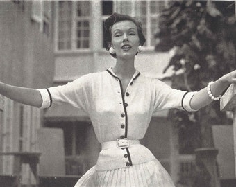 Versailles Walkabout  • 1950s Knitting Wedding Engagement Cardigan Top Jumper • 50s Vintage Pattern • 1954 Women's Knit Digital PDF