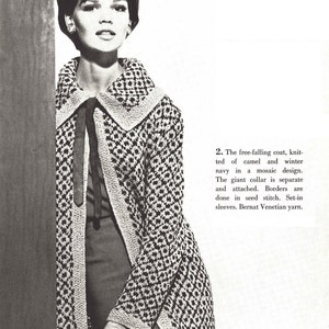 Endpaper Coat • 1960s Knitting Fair Isle Sweater Coat Pattern • Vintage Vogue Knit •  1961 Woman&#39;s Digital PDF