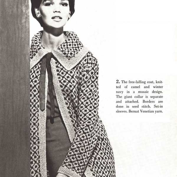 Endpaper Coat • 1960s Knitting Fair Isle Sweater Coat Pattern • Vintage Knit • 1961 Woman's Digital PDF