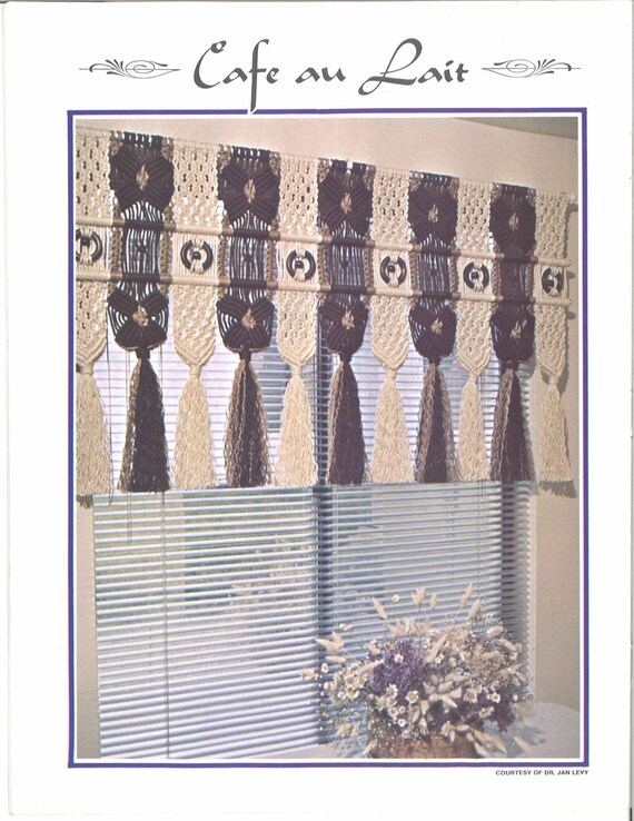 Cafe Au Lait Macrame 1970s Wall Hanging Curtains Drapes Etsy