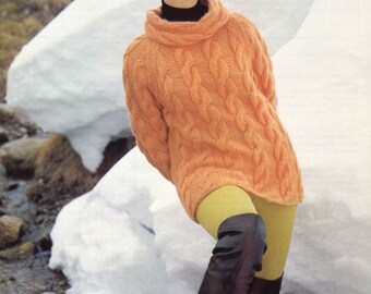 Cabled Après Ski • 1960s Mohair Cables Pullover Cable Sweater Pattern • Vintage Cabled Pullover Knitting Patterns • Brunswick 657 Knit PDF