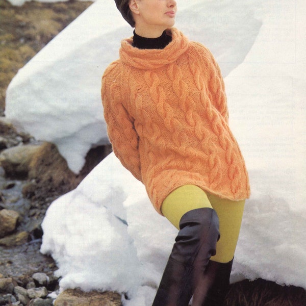 Cabled Après Ski • 1960s Mohair Cables Pullover Cable Sweater Pattern • Vintage Cabled Pullover Knitting Patterns • Brunswick 657 Knit PDF