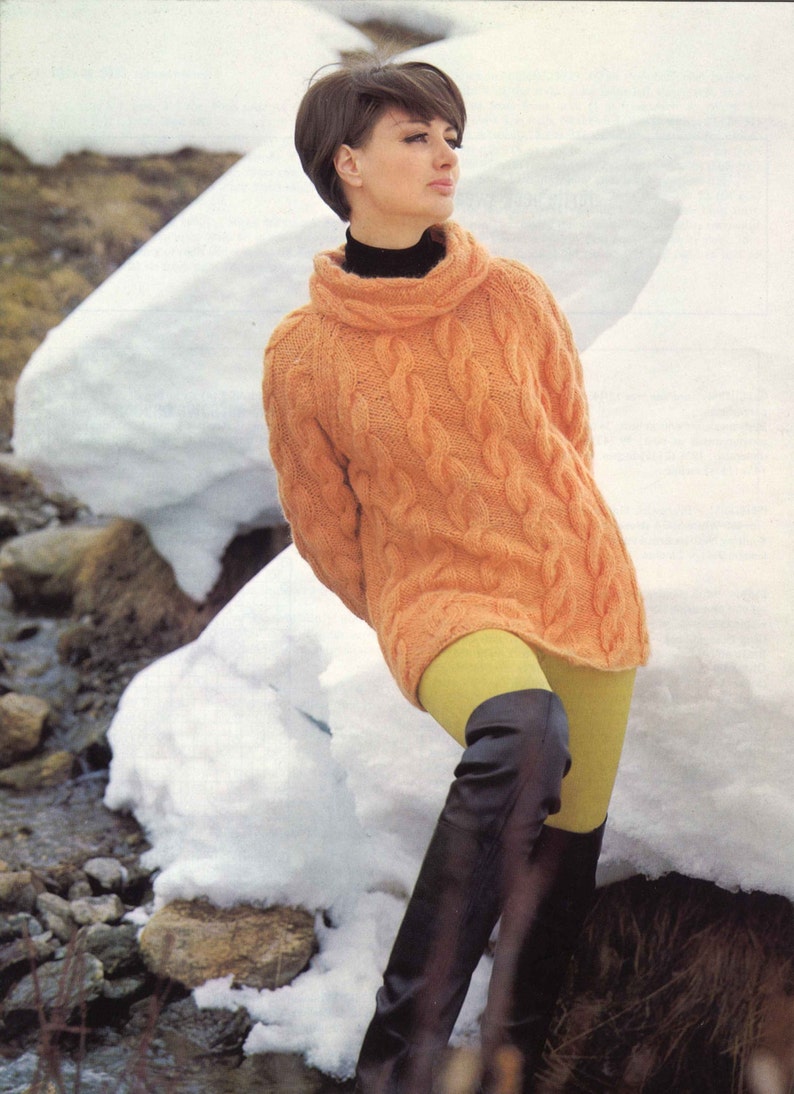 Cabled Après Ski 1960s Mohair Cables Pullover Cable Sweater Pattern Vintage Cabled Pullover Knitting Patterns Brunswick 657 Knit PDF image 1