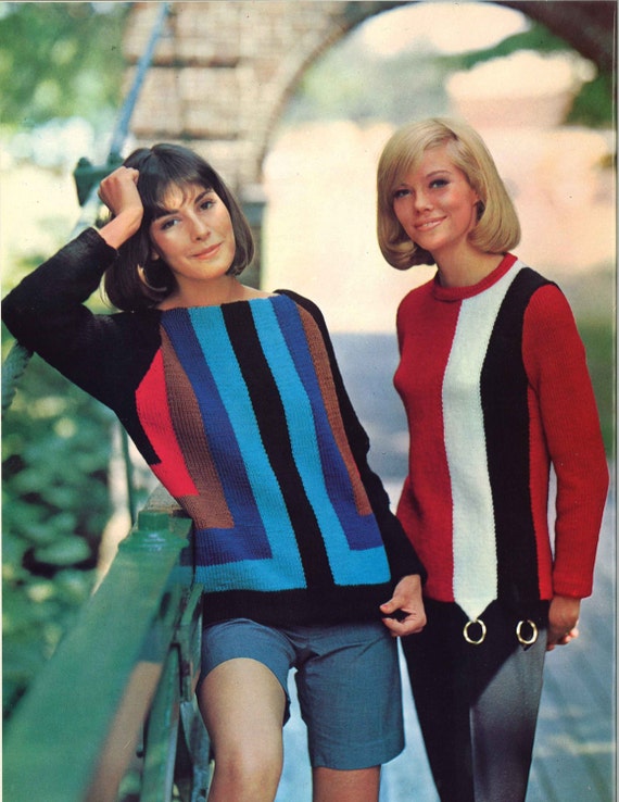 Stripes & Stripes • 1960s Pullover Sweater Patterns • 60s Vintage