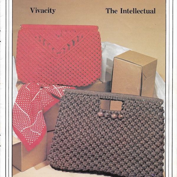 Vivacity Purse • 1970s Macrame Bags Design Handbag Designs Purse Patterns • Bag How To Instruction Pattern Book 70s Vintage  • Retro PDF