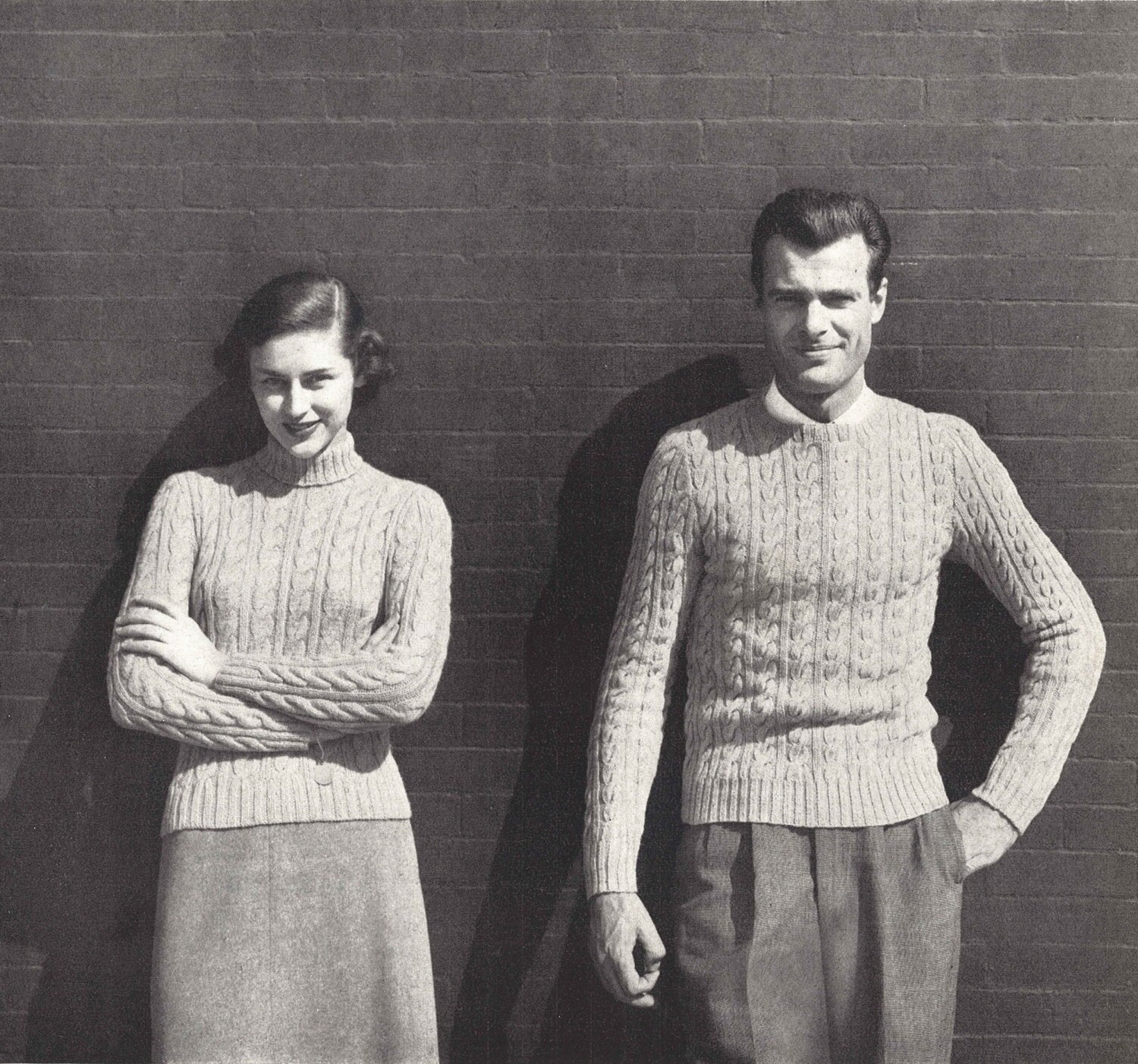 His & Hers Cables • 1940s Knitting Knit Turtleneck Tennis Pullover