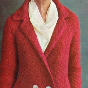 Red Rose & White Rose 1960s Suit Jacket Cardigan Sweater Blazer Patterns 60s Vintage Knitting Jumper Pattern Retro Knit PDF image 2