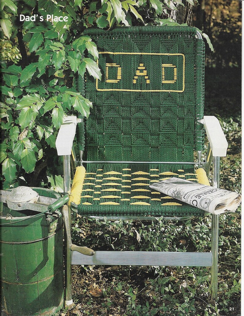 Dad's Lawn Chair 1980s Macrame Patio Chairs Folding Deck Etsy