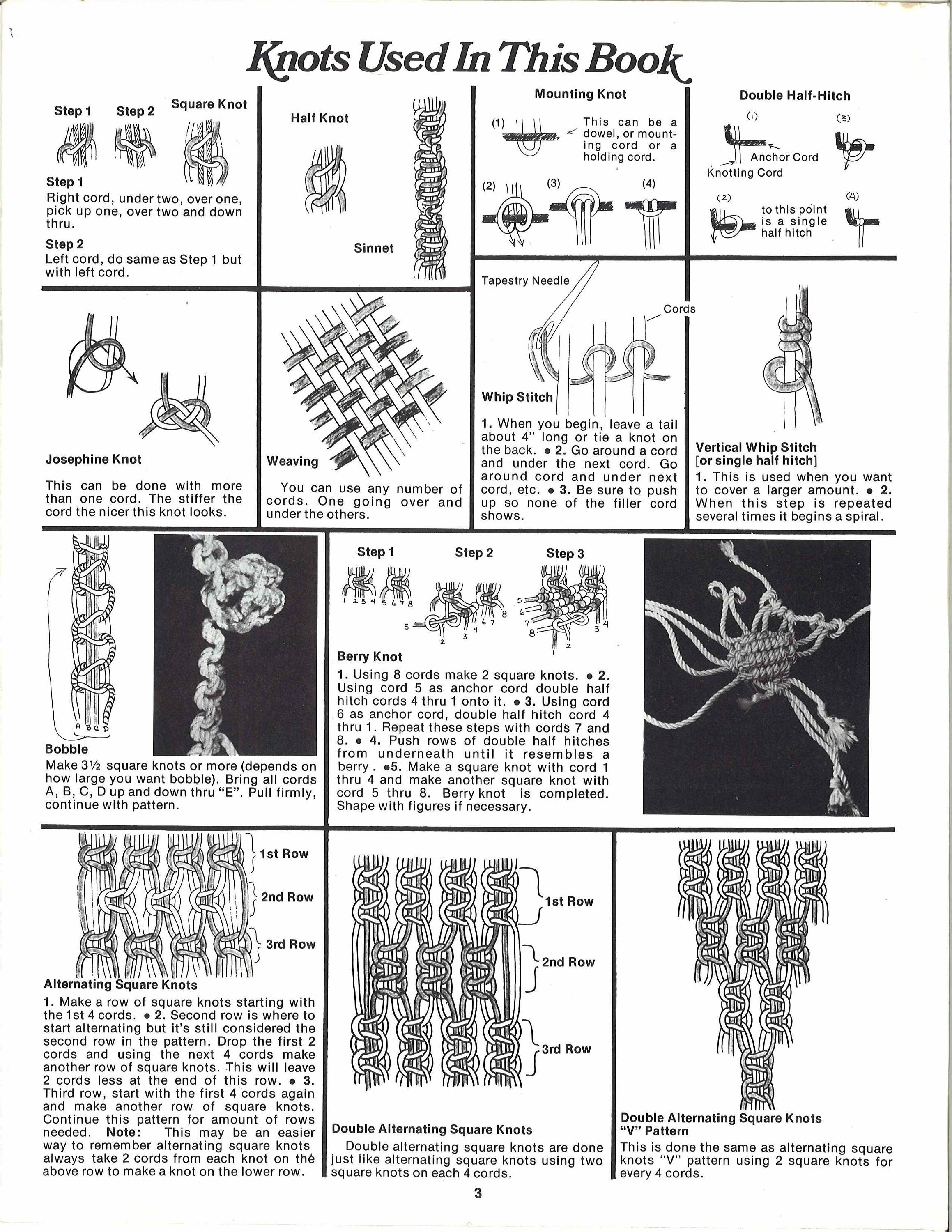 Macramé Why Knot 1970s Macrame Knots How to Instruction Etsy Canada