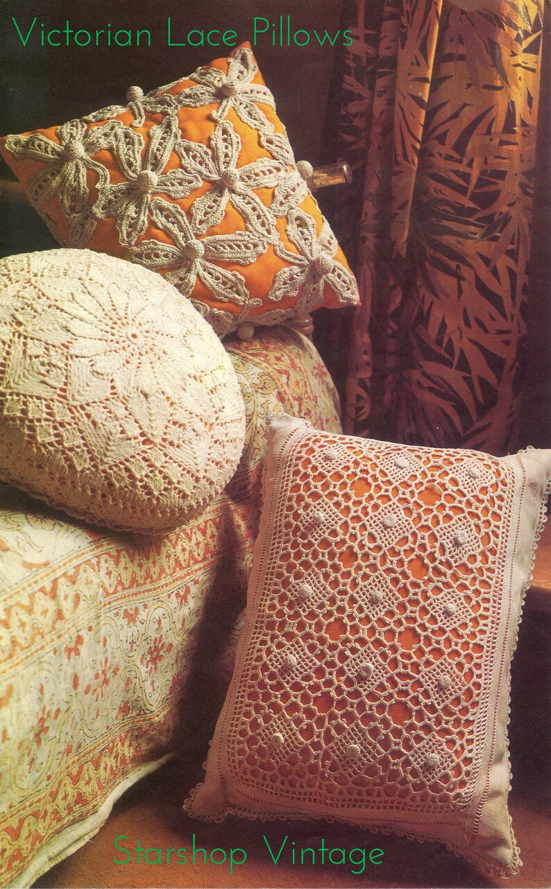 Victorian Pillows 1970s Crochet Lace Knitting Patterns Etsy